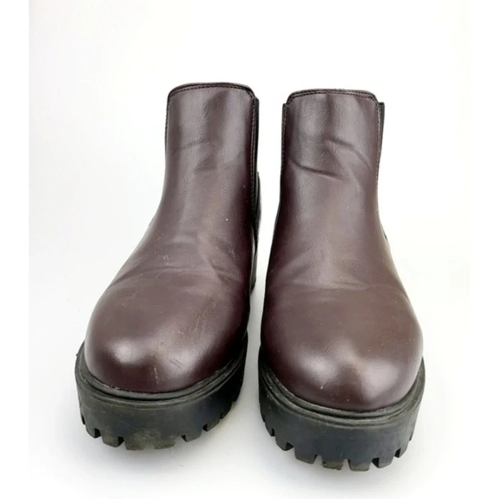 Chunky Chelsea‎ Ankle Boots Womens 6 Brown Rugged Utility Leather Lug Sole
